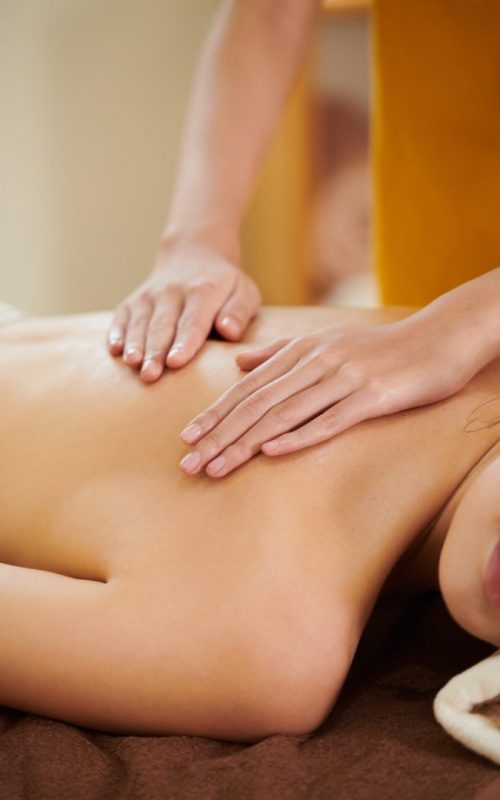 Girl getting massage in spa